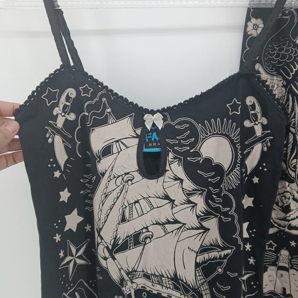 Y2K TOO FAST Camille Tattoo Flash Pajama Set XS Goth Rock Edgy Grunge Rockabilly - Picture 3 of 15